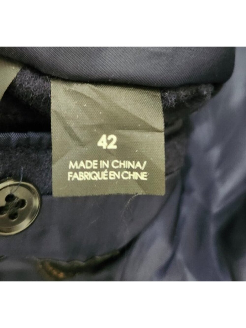 Club Monaco Mantico Wool Blend Overcoat Mens 42 Navy Windowpane Long Coat Jacket - Picture 14 of 16